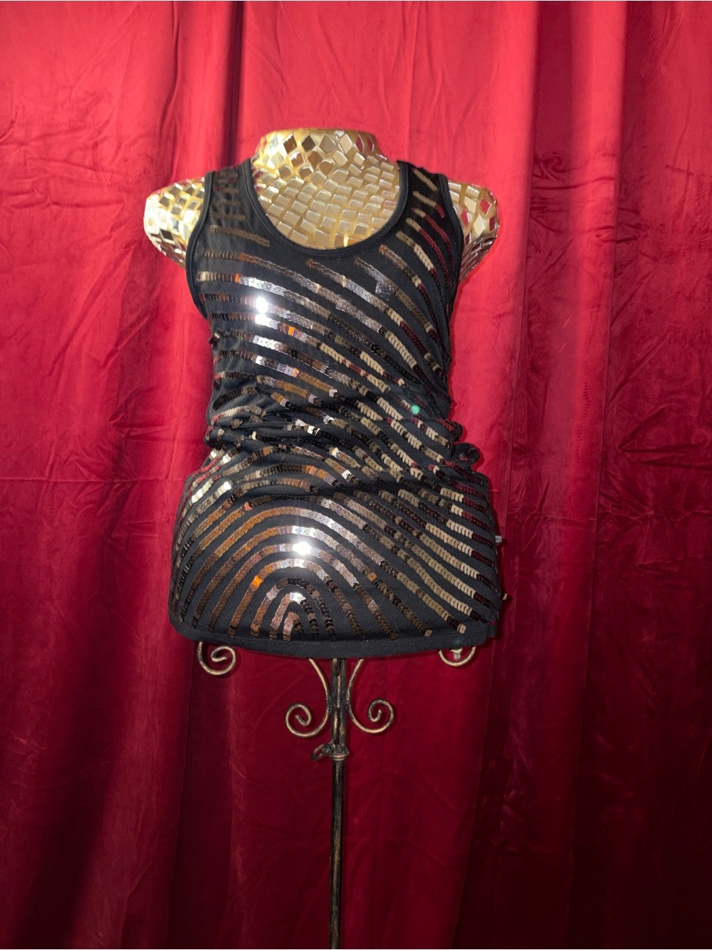 Arden B Black Tank Top with Sequin Accents